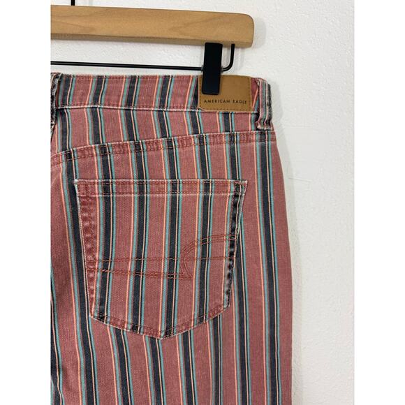 American Eagle Striped Mom Jeans Size 10 Regular High Rise Stretch Denim - Picture 6 of 9